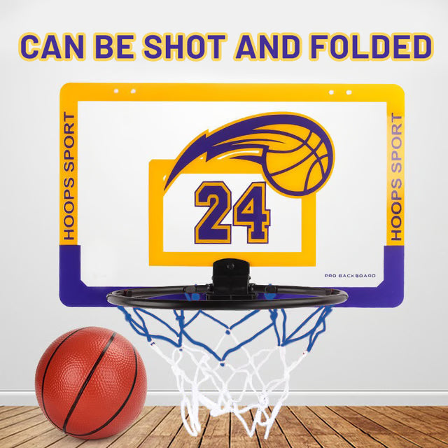Indoor Kids Basketball Hoop Set Wall Mounted No Drill Basketball Game for Home Play