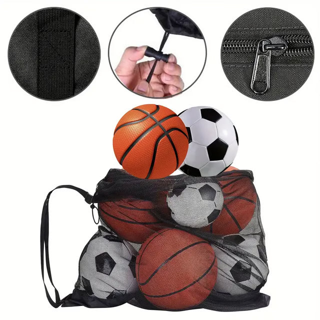 Portable Large Capacity Ball Storage Bag with Shoulder Strap for Basketball Football Sports Gear