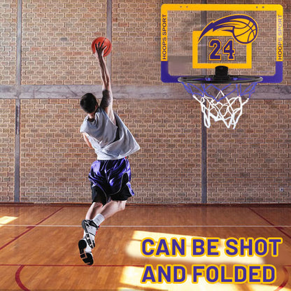 Indoor Kids Basketball Hoop Set Wall Mounted No Drill Basketball Game for Home Play