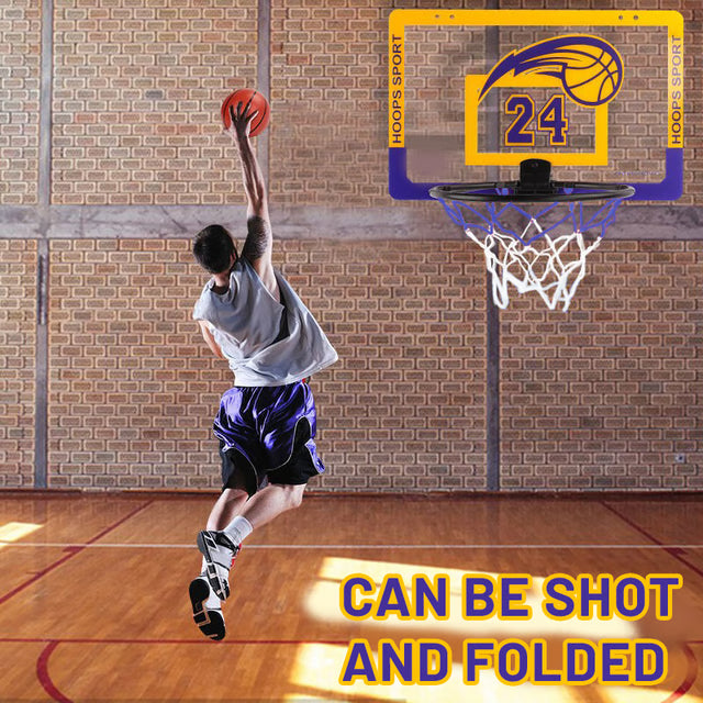 Indoor Kids Basketball Hoop Set Wall Mounted No Drill Basketball Game for Home Play