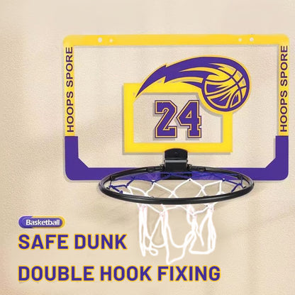 Indoor Kids Basketball Hoop Set Wall Mounted No Drill Basketball Game for Home Play