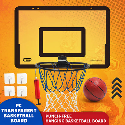 Indoor Kids Basketball Hoop Set Wall Mounted No Drill Basketball Game for Home Play