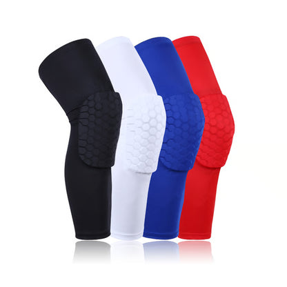 Knee Compression Pads Honeycomb Pad Long Leg Sleeve Brace, Sports Protection for Basketball Football Volleyball