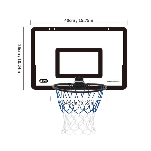 Indoor Kids Basketball Hoop Set Wall Mounted No Drill Basketball Game for Home Play