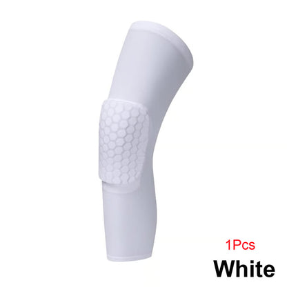Knee Compression Pads Honeycomb Pad Long Leg Sleeve Brace, Sports Protection for Basketball Football Volleyball