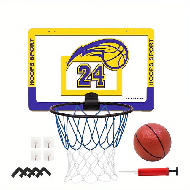 Indoor Kids Basketball Hoop Set Wall Mounted No Drill Basketball Game for Home Play