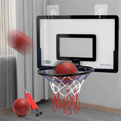 Indoor Kids Basketball Hoop Set Wall Mounted No Drill Basketball Game for Home Play