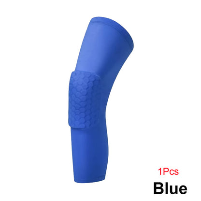 Knee Compression Pads Honeycomb Pad Long Leg Sleeve Brace, Sports Protection for Basketball Football Volleyball